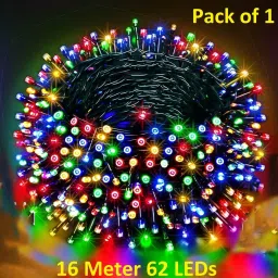 62 LEDs 16 m Multicolor Color Changing, Flickering, Steady String Rice Lights-10