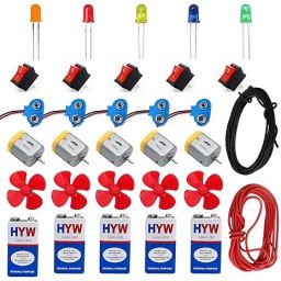 DIY Electronics Kit with Motors | Propellers | Switches | LEDs Electronic Components Electronic Hobby Kit-image-8