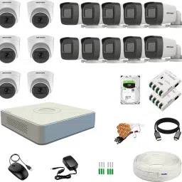 Clocite HIKVISION 5MP 6 Dome 10 Bullet Cameras (Audio Recording) + 16CH 3K/5MP DVR Kit Security Camera-15
