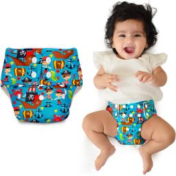 Basic Certified Soft Fleece Lined Pocket Cloth Diaper with 1 Wet-Free Insert (FreeSize Reusable & Adjustable Cloth Diaper,Fits from 5-17 kg, Pirates)-image-51