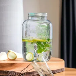 4 Litre Glass Juice Dispenser - Water Pitcher for Detox Water - Mason Jar Bottom Loading Water Dispenser-picture-17