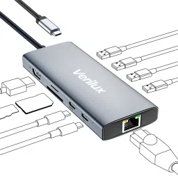 Verilux Multiport USB C Hub 10 in 1 with 4K HDMI Ethernet SD Card 100W PD for Laptop PC VLX-10IN1-USBCHUB Docking Station-16