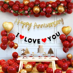 Printed Happy Anniversay Decoration Kit Combo For Husband Wife Couple Balloon-11