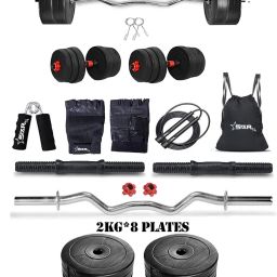 16 kg 16Kg PVC weight with 3ft Curl Rod and Accessories Home Gym Combo-38