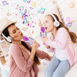 mahadev Kids Advance Handheld Wireless Singing Mike Multi-Function Bluetooth Karaoke Mic image 2