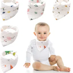 5Pcs Bibs for Baby Toddlers Ultra Soft Skin Cotton Bibs for 6 to 24 Month-35