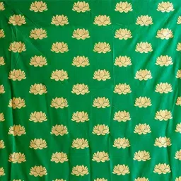 Soft Shiny Crush Satin Lotus Design Backdrop Cloth for Decoration - Green Curtain Fabric-35