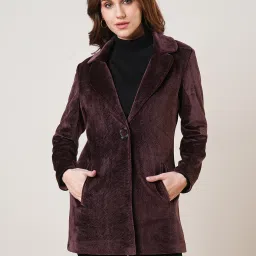 Faux Fur Self Design Coat For Women-picture-26