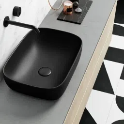 Plain Black Over Counter Top Wash Basin Ceramic Bathroom Kitchen Sink BLACK MATT Table Top Basin-image-38