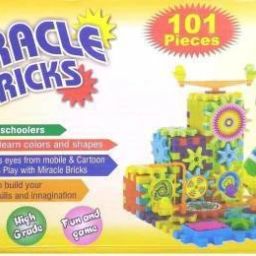 101 piece interlocking learning blocks motorized spinning gear building toy set- Multi color-9