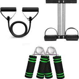dr pacvu Athletes Choice Pack of 4 Combo | Hand Gripper, Double Band Tummy Trimmer and Single Band Toning Tubes| Foam Handle Hand Gripper For Increase Arms and fingers Physical Strength with Double Band Tummy Trimmer for tummy Trim and Resisatence Band Toning Tube For Home Gym Body Stretching and Physcial Fitness | For All ages People Fitness Accessory Kit Kit-picture-13
