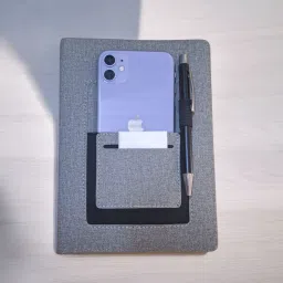 finaro A5 Notebook with Mobile Pocket, Card Holder Pocket & Pen Loop A5 Notebook Ruled 200 Pages image 4