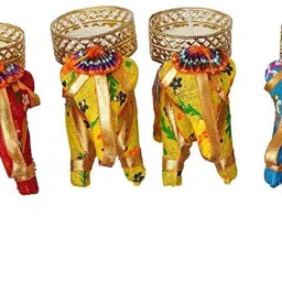 Handicraft Hathi/Elephant Tea-Light Holder Cotton Tealight Holder Set (Multicolor, Pack of0 8 Candle-picture-12
