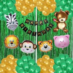 Solid green jungle theme Happy Birthday Decoration Combo Kit Balloon-8