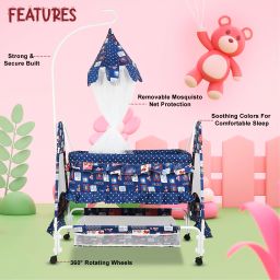 crew4 Cradle for baby boy and girls. Cradle With Swing And Mosquito Net . image 4