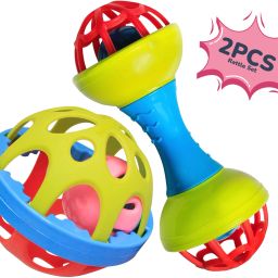 Baby Rattle Toys Set Biggie Ball & Dumbbell Baby Toys (0-6 Months) Rattle-image-5