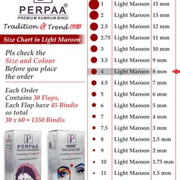 PERPAA Premium Kumkum Set Of 2 Round Stick On Bindi Book -Red & Light Maroon image 3