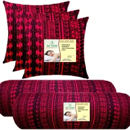 3 Cushion And 2 Microfibre Geometric Bolster Pack of 5-2