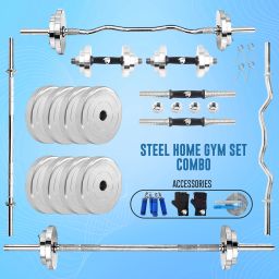 10 kg BULLAR Home Gym Set with Workout Accessories 4ft+5ft(25 MM)+Dumbbell rods Home Gym Combo-21