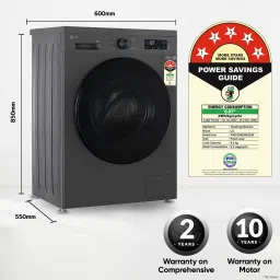 lg 8 kg 5 Star, Inverter Direct Drive Technology, Wi-Fi Enabled, 6 Motion DD, Steam Fully Automatic Front Load with In-built Heater Grey, Black image 5
