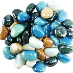 uniqon (250 Gram) Multicolor Milky Kaju Glass Pebbles/gravels/stone/beads for Aquarium, Table, Vase, Fountain,vase Fillers, Glass Gems Stone,table Scatter, Landscaping_fish Tank Party Decoration Crystal Rocks Polished Asymmetrical Rock Stone-picture-24