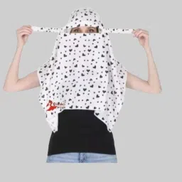 Printed Cotton Blend Women White Bluetooth Scarf, Fancy Scarf, Scarf, Stole, Faux Turtleneck Neck Cover-image-90