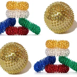 AHCS Manual Acupressure Magnetic Ball Massager Set 2Pc And Sujok Ring Finger Massage 10 Pc Kit Massager-30