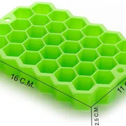 homzview 4Pcs Soft Flexible Silicone Honeycomb Shape ice cube maker tray Molds 32 cavity Green Silicone Ice Cube Tray image 4