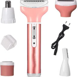 HTHB 4 in 1 Rechargeable Women Body Shaver Beard Eyebrow Nose Trimmer for Women Cordless Epilator-image-42