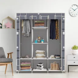 8 Shelf Foldable Collapsible Wardrobe Storage Organizer Almirah Cloth Rack PP Collapsible Wardrobe-image-53