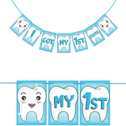 I Got My 1st Tooth Bunting Banner, First Tooth Decoration Banner-image-2