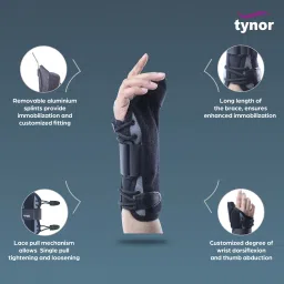 tynor Wrist Splint with Thumb, Black, XL, 1 Unit Wrist Support image 3