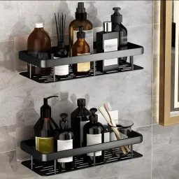 Wall Mounted Adhesive Bathroom Shelf Rack – No Drill (Pack of 2) Plastic Wall Shelf-image-90