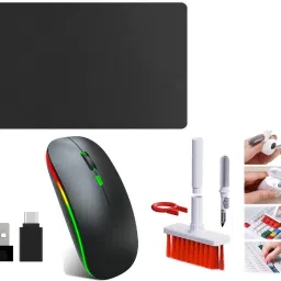 FKU ULTRA SLIM 2.4Ghz WIRELESS MOUSE,MOUSE PAD WITH TYPE C CONNECTER & CLEANING KIT Wireless Optical Mouse with Bluetooth-picture-1