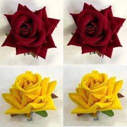 4 pcs Combo Stylish Maroon & Yellow Artificial Hair Rose Flower/ Bun Hair Clip Bun Clip-image-96