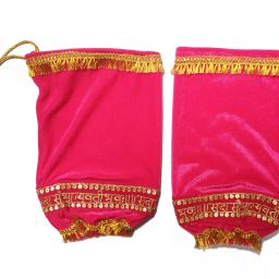 RN COLLECTION Punjabi Dulhan Chuda Cover Pink Valvet Silk Arm Warmer-image-9