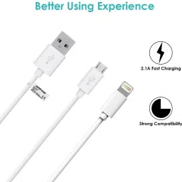 ALLEXTREME (MAK) 2-in-1 Lightning and Micro USB Cable combo Pack for iPhone and Android, 8-Pin Lightning & Micro to USB Date Wire for iPhone 5 6 7 Plus SE, iPad Mini Air iPod, Samsung and More -White(3.3FT) USB Adapter image 3