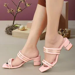 ELLE Striped Double Strap Block Heels image 2