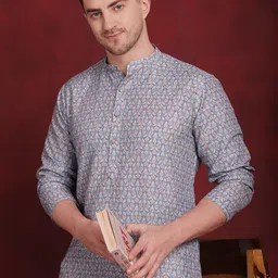 Anouk Floral Printed Regular Cotton Kurta With Pyjamas image 1
