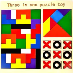 r d enterprises 3 in 1 Wooden Puzzle Toy Tetris, Tangram & Tic Tac Toe Educational Game for Kids image 3