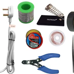 Beginner Basic Soldering Iron Kit Pack-8 | Solder Wire | Stand | Wire Cutter | Soldering Flux | Tweezer | Desoldering Wick | Electric Tape | Soldering iron 25 W Simple-image-25