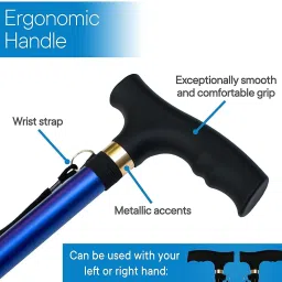 iktu Automatic Magnetic Snap-Out Folding Walking Cane Stick with Adjustable Length - 37 Inches Walking Stick image 4