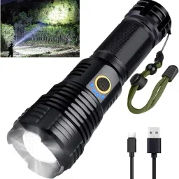 376 (ZOOMABLE METAL LED )5 Modes Flashlight, Super Bright 150W Light Torch-6
