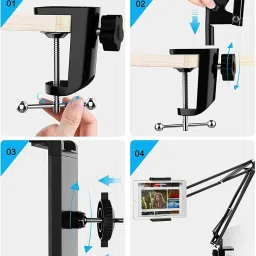 Mobtude Tabletop Overhead Tripod Mobile Holder with 360 Rotate for Cooking Sketch Videos Tripod, Tripod Ball Head, Tripod Bracket, Tripod Clamp, Tripod Kit image 3