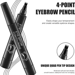 glovasilk Black Waterproof Eyebrow Pencil, 4 Tip Microblading, Smudge-Proof & Long-Lasting image 2