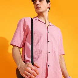 indiclub Men Regular Fit Self Design Spread Collar Casual Shirt-picture-17