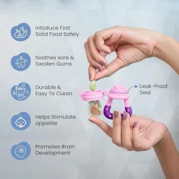 firage Baby Fruit Nibbler and Rattle Nibbler, Non-Toxic silicon Nibbler combo pack 02 Teether and Feeder image 3