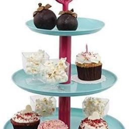 3 TIER CAKE STAND (3 T Tweet Aqua,Pink, Teal, Pink) Stainless Steel Cake Server-23