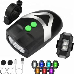 Bicycle 3 LED Headlight, Horn Hooter with Universal Safety Small Light Combo LED Front Rear Light Combo-image-35