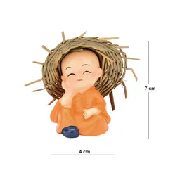 Awestuffs Blue & Brown 4 Pieces Little Monks Mini Buddha Showpieces image 3